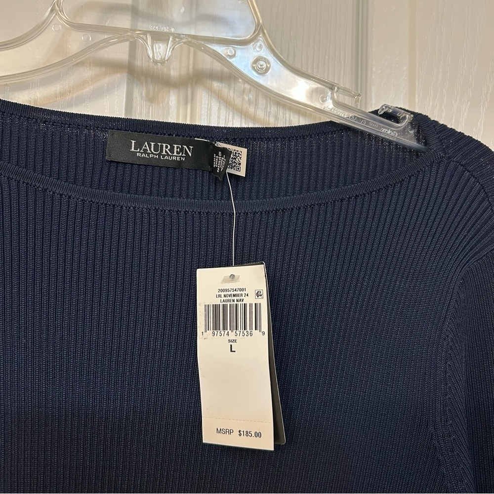 Lauren Ralph Lauren Women's Rib-Knit Boatneck Sweater in Navy Size L - Picture 6 of 9